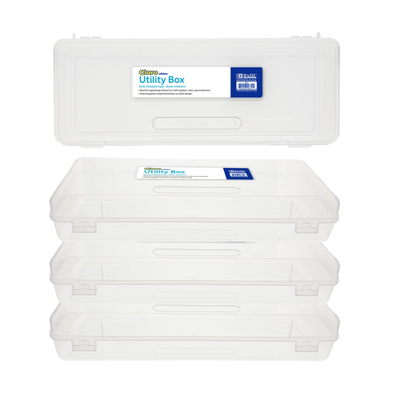BAZIC Pencil Case Multipurpose Utility Box Ruler Length - Clear